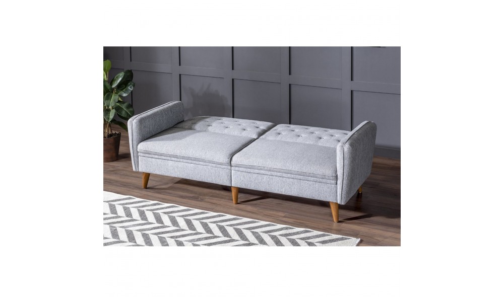 Canapea extensibila cu 3 locuri, Terra - Gri, 202 x 83 x 82 cm