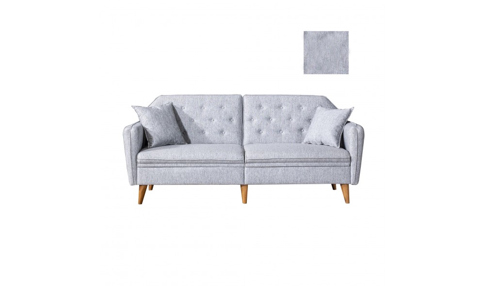 Canapea extensibila cu 3 locuri, Terra - Gri, 202 x 83 x 82 cm