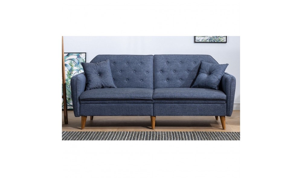 Canapea extensibila cu 3 locuri, Terra - Albastru inchis, 202 x 83 x 82 cm