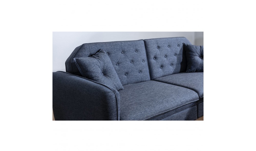 Canapea extensibila cu 3 locuri, Terra - Albastru inchis, 202 x 83 x 82 cm