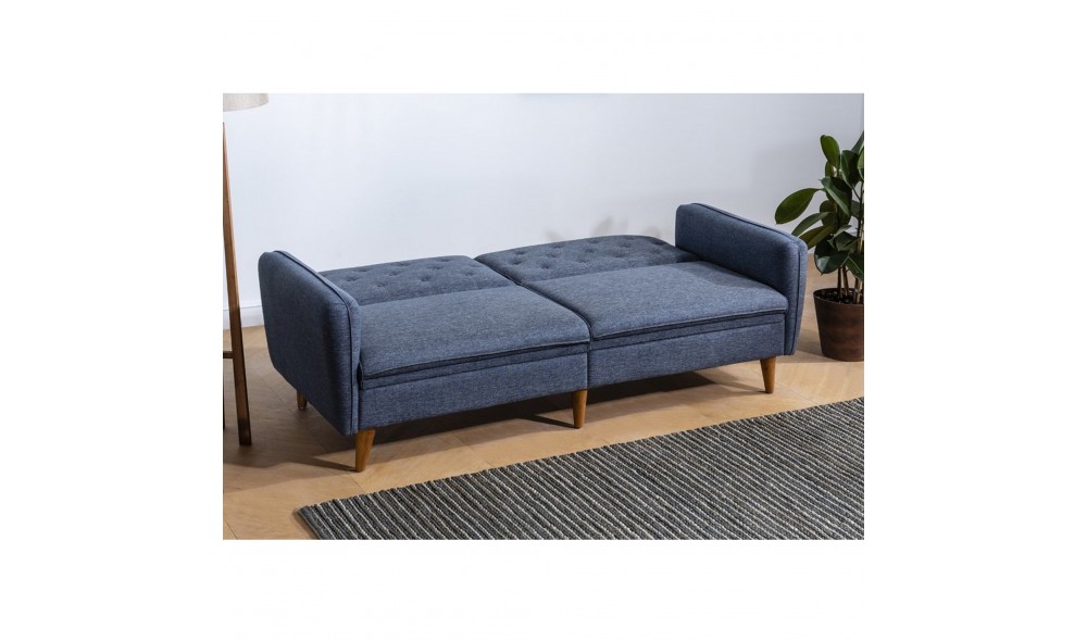 Canapea extensibila cu 3 locuri, Terra - Albastru inchis, 202 x 83 x 82 cm