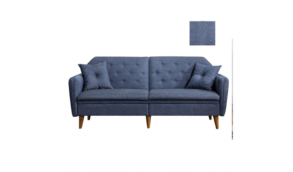 Canapea extensibila cu 3 locuri, Terra - Albastru inchis, 202 x 83 x 82 cm