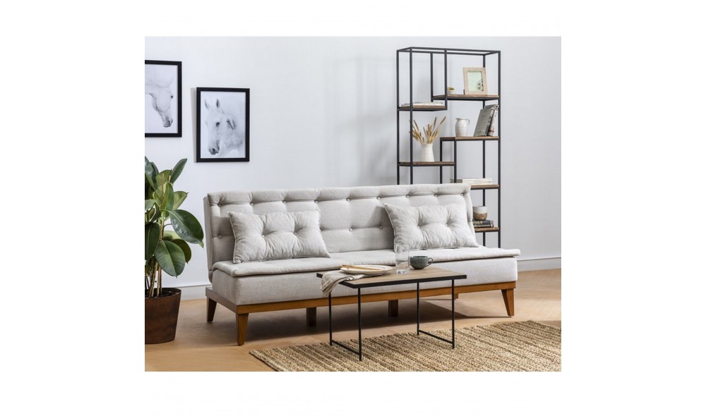 Canapea extensibila cu 3 locuri, Fuoco - Crema, 180 x 78 x 80 cm