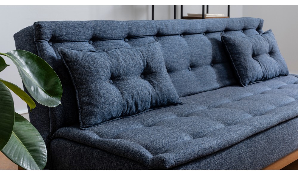 Canapea extensibila cu 3 locuri, Fuoco - Albastru inchis, 180 x 78 x 80 cm