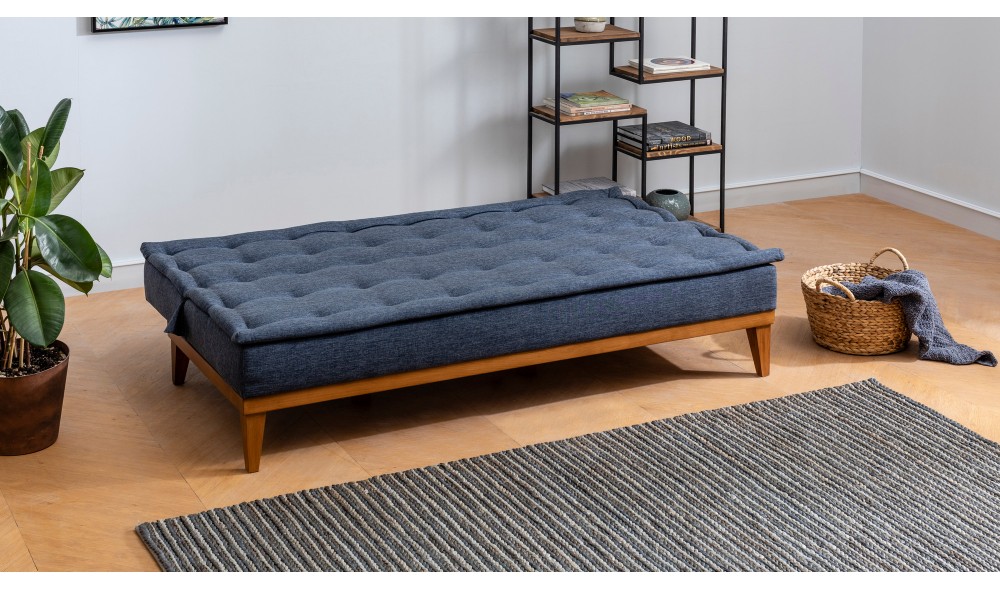 Canapea extensibila cu 3 locuri, Fuoco - Albastru inchis, 180 x 78 x 80 cm