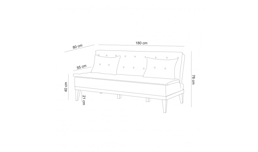 Canapea extensibila cu 3 locuri, Fuoco - Albastru inchis, 180 x 78 x 80 cm