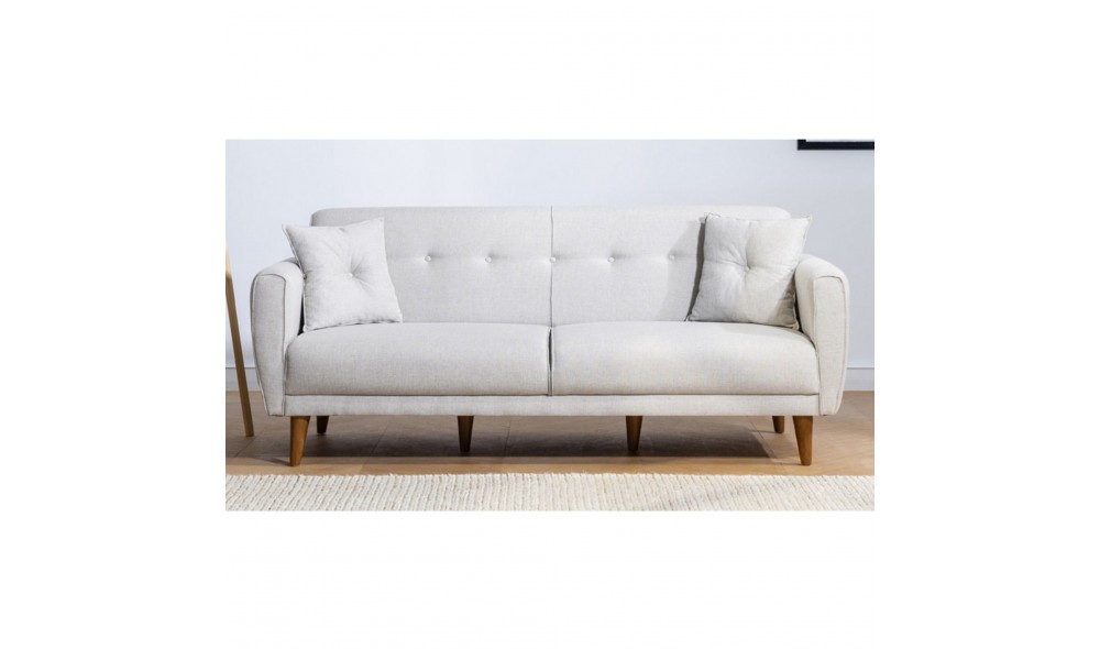 Canapea extensibila cu 3 locuri, Aria - Crema, 205 x 85 x 80 cm