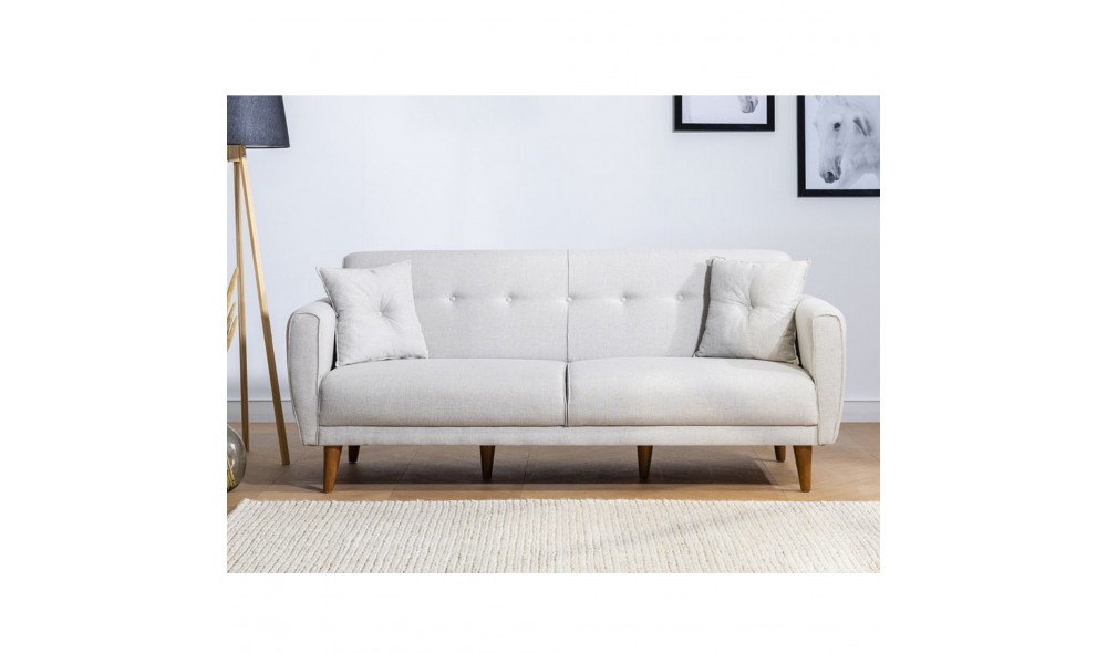 Canapea extensibila cu 3 locuri, Aria - Crema, 205 x 85 x 80 cm