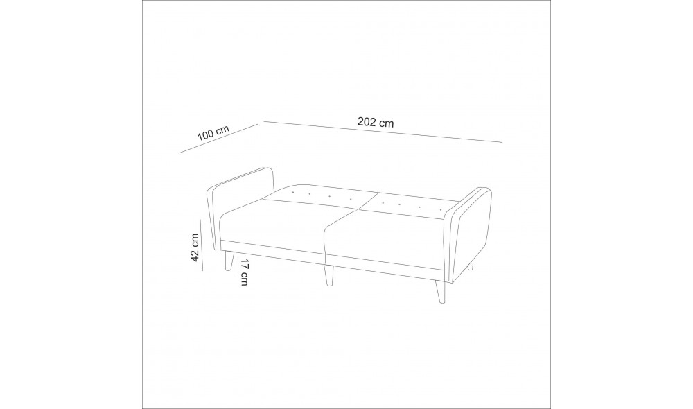 Canapea extensibila cu 3 locuri, Aria - Crema, 205 x 85 x 80 cm