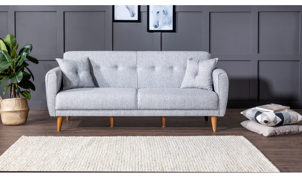 Canapea extensibila cu 3 locuri, Aria - Gri, 205 x 85 x 80 cm