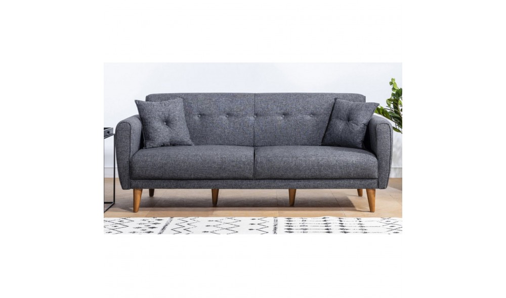 Canapea extensibila cu 3 locuri, Aria - Gri inchis, 205 x 85 x 80 cm