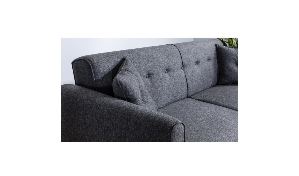 Canapea extensibila cu 3 locuri, Aria - Gri inchis, 205 x 85 x 80 cm