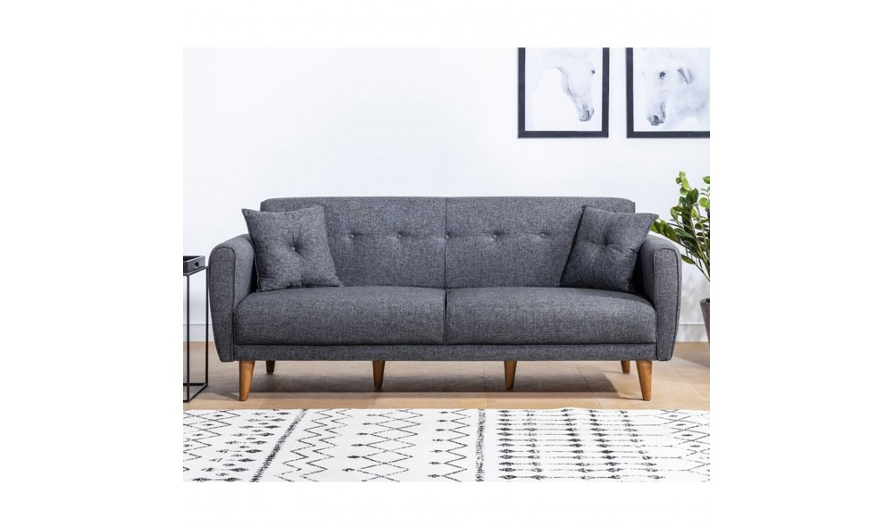 Canapea extensibila cu 3 locuri, Aria - Gri inchis, 205 x 85 x 80 cm