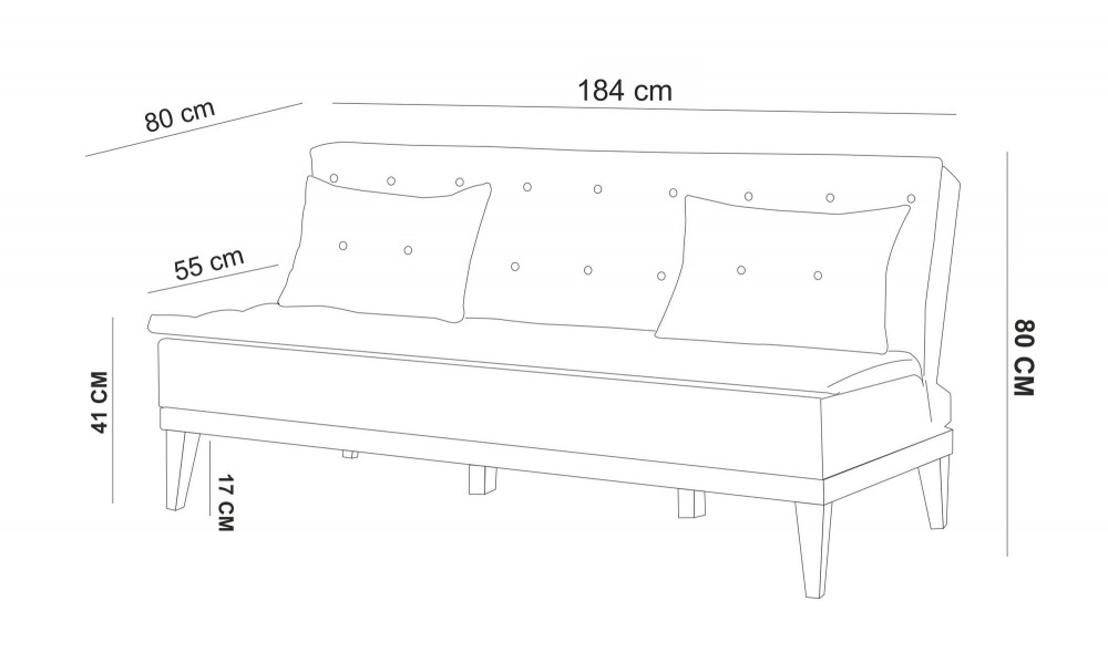 Canapea extensibila cu 3 locuri, Fuoco - Antracit, 184 x 80 x 80 cm