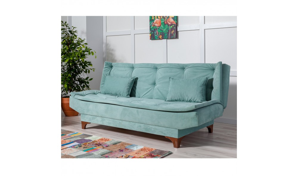 Canapea extensibila cu 3 locuri, Kelebek - Sea Green, 190 x 90 x 85 cm