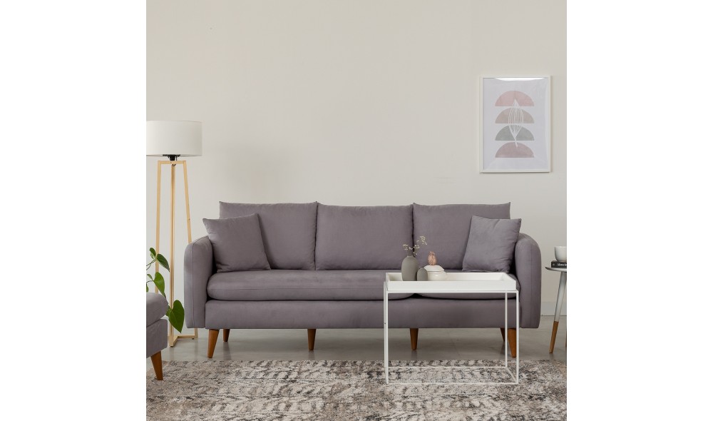 Canapea 3 locuri, Sofia - Gri, 215 x 91 x 85 cm