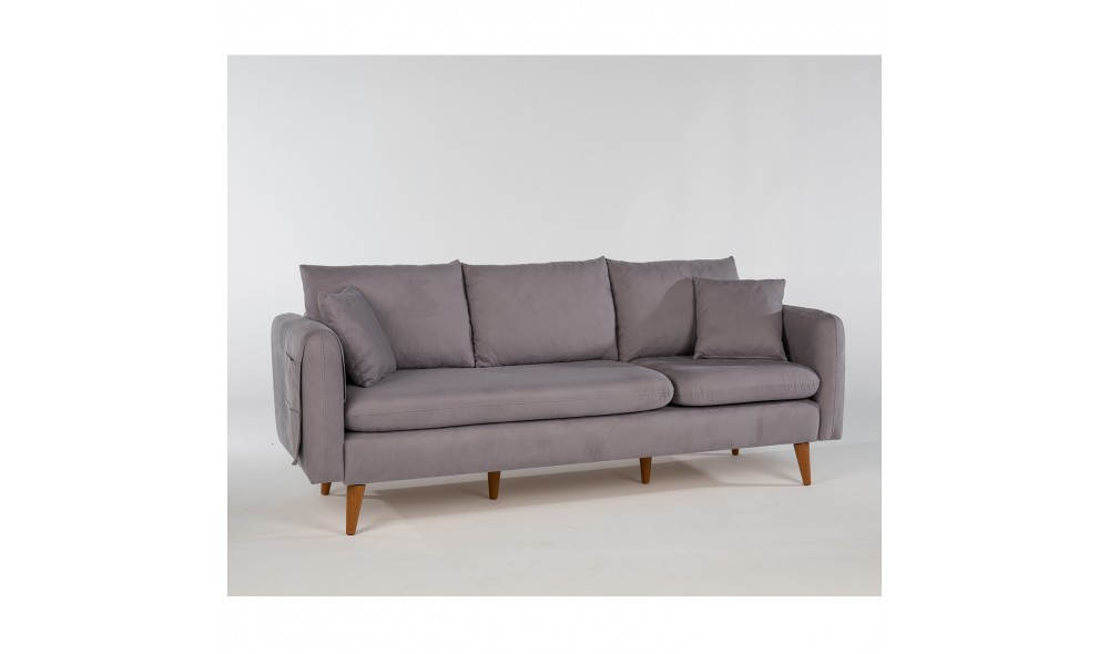 Canapea 3 locuri, Sofia - Gri, 215 x 91 x 85 cm