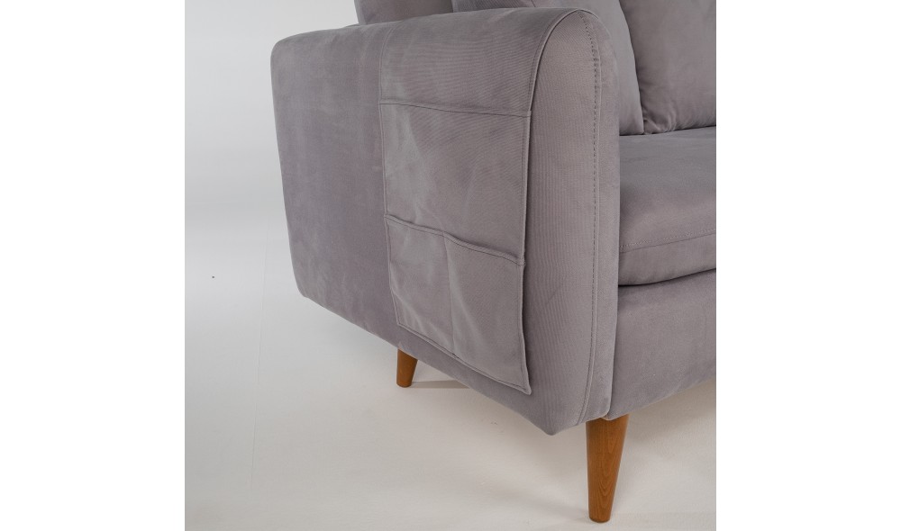 Canapea 3 locuri, Sofia - Gri, 215 x 91 x 85 cm