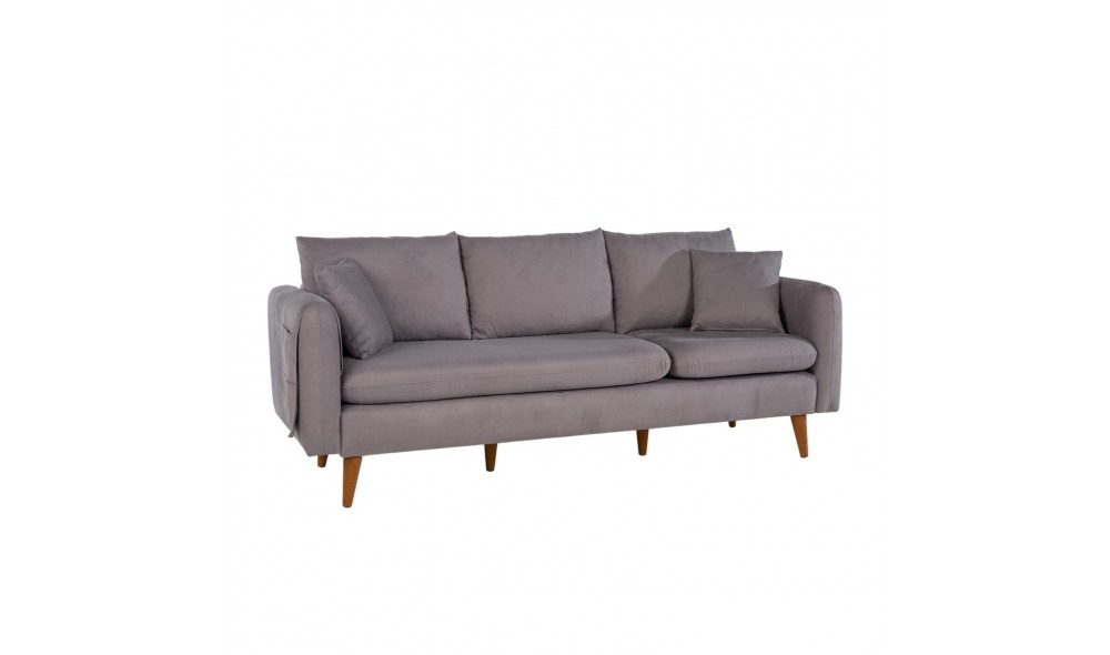 Canapea 3 locuri, Sofia - Gri, 215 x 91 x 85 cm