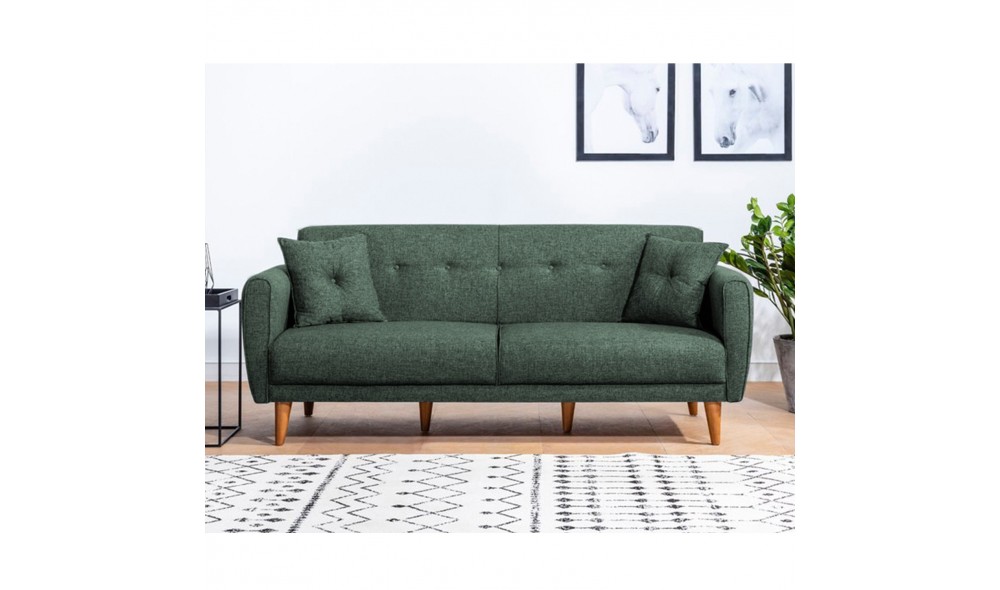 Canapea extensibila cu 3 locuri, Aria - Verde, 205 x 85 x 80 cm