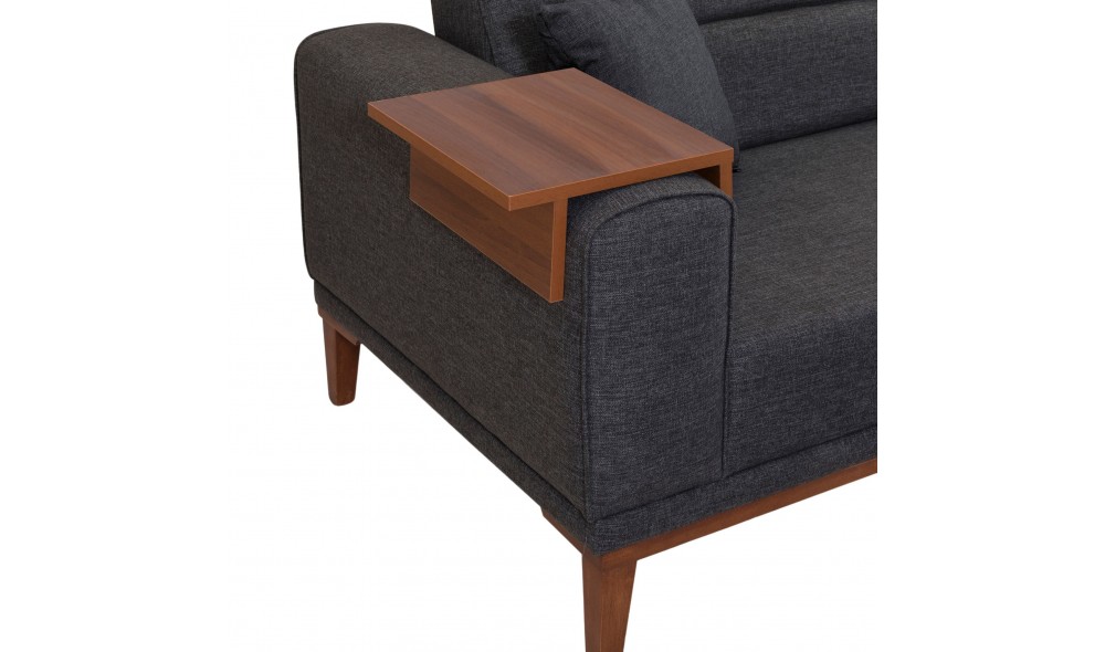 Canapea extensibila cu 3 locuri, Liones - Antracit, 223 x 82 x 94 cm