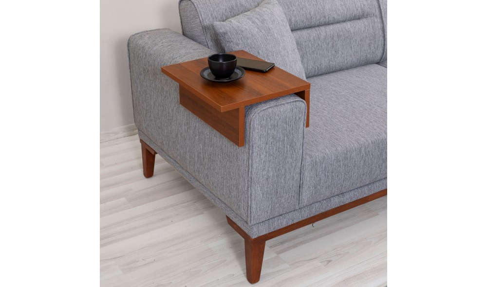 Canapea extensibila cu 3 locuri, Liones 3 - Gri, 223 x 82 x 94 cm