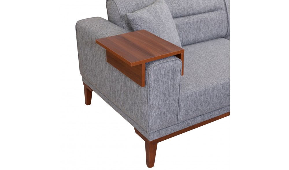 Canapea extensibila cu 3 locuri, Liones 3 - Gri, 223 x 82 x 94 cm