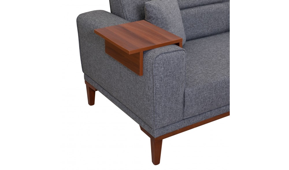 Canapea extensibila cu 3 locuri, Liones 3 - Gri inchis, 223 x 82 x 94 cm