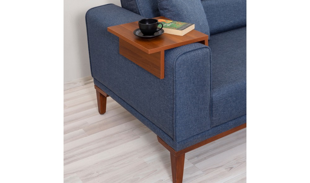 Canapea extensibila cu 3 locuri, Liones - Albastru inchis, 223 x 82 x 94 cm