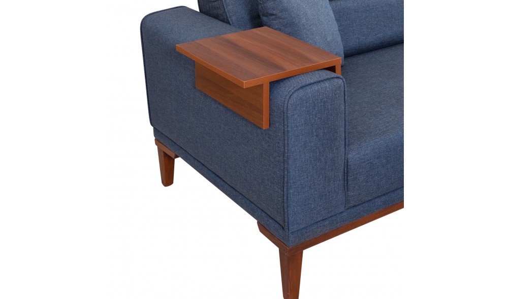 Canapea extensibila cu 3 locuri, Liones - Albastru inchis, 223 x 82 x 94 cm