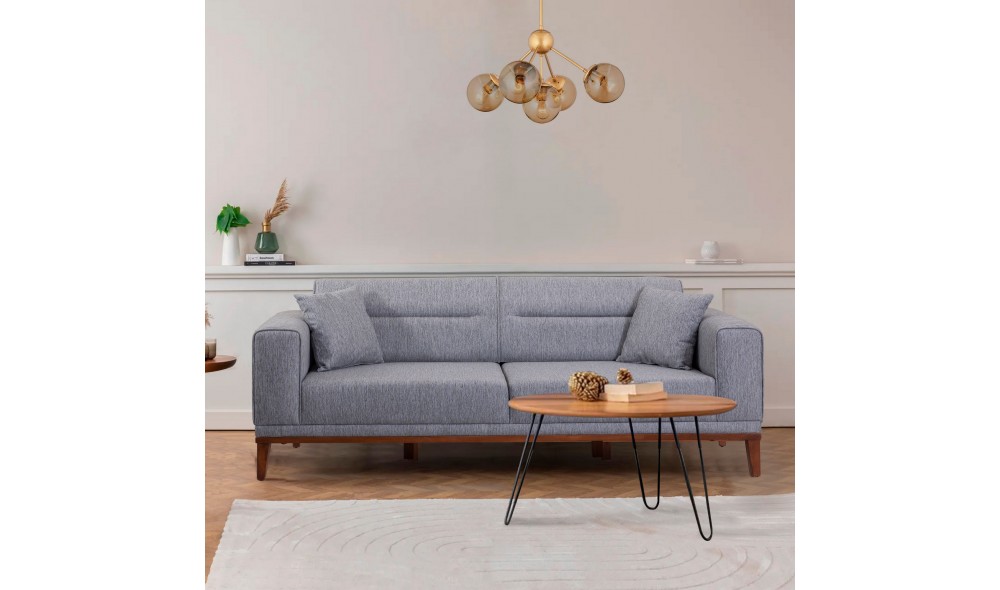 Canapea extensibila cu 3 locuri, Liones 34 - Gri, 223 x 82 x 94 cm