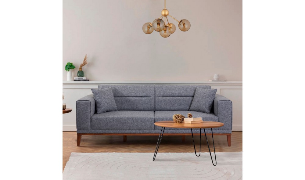 Canapea extensibila cu 3 locuri, Liones 35 - Gri inchis, 223 x 82 x 94 cm