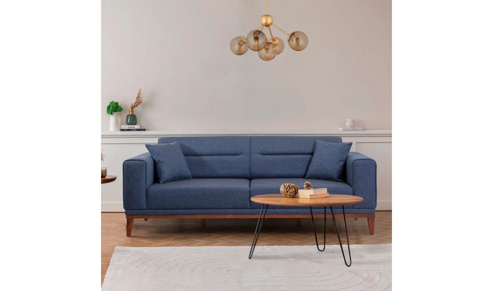 Canapea extensibila cu 3 locuri, Liones 32 - Albastru inchis, 223 x 82 x 94 cm