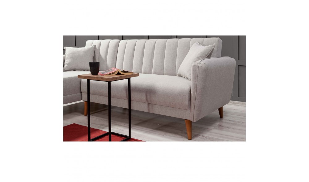 Canapea extensibila de colt, Aqua Corner Stanga - Crem, 225 x 85 x 150 cm