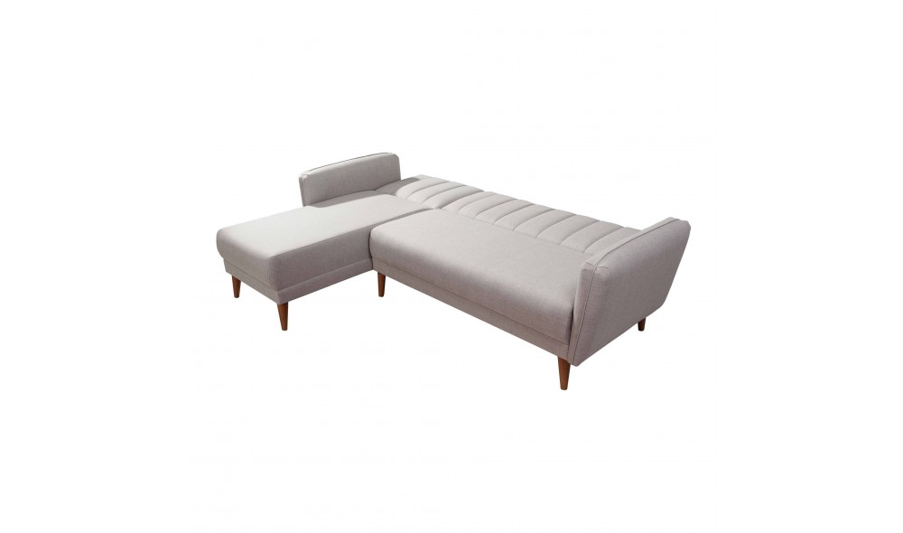 Canapea extensibila de colt, Aqua Corner Stanga - Crem, 225 x 85 x 150 cm