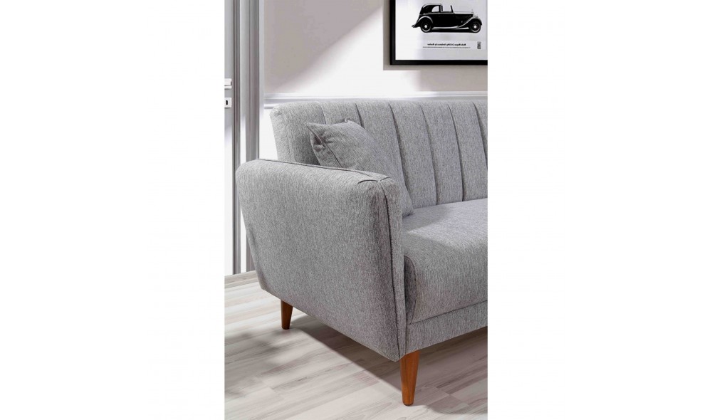 Canapea extensibila de colt, Colt Aqua Dreapta - Gri, 225 x 85 x 150 cm