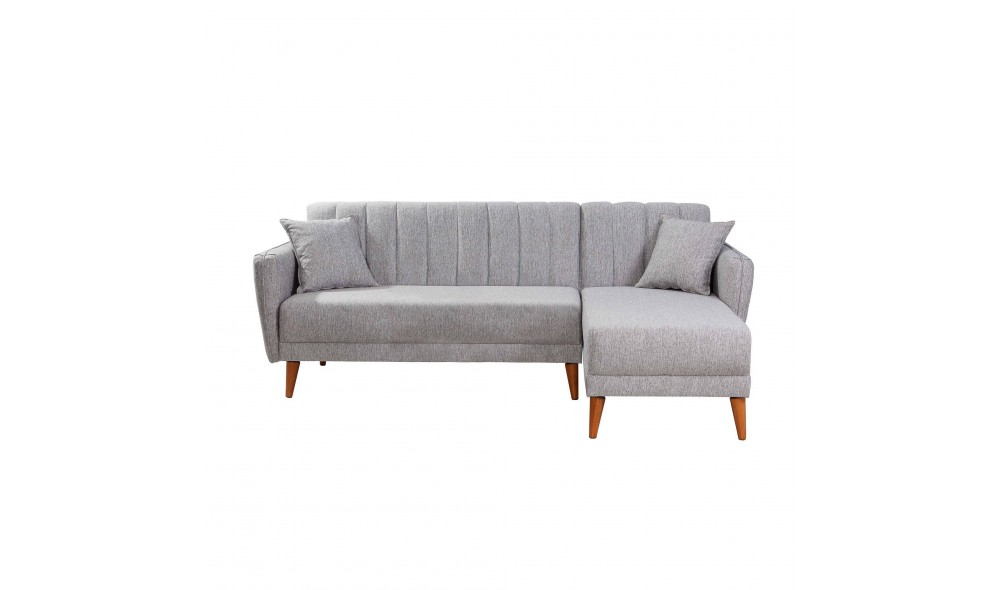 Canapea extensibila de colt, Colt Aqua Dreapta - Gri, 225 x 85 x 150 cm