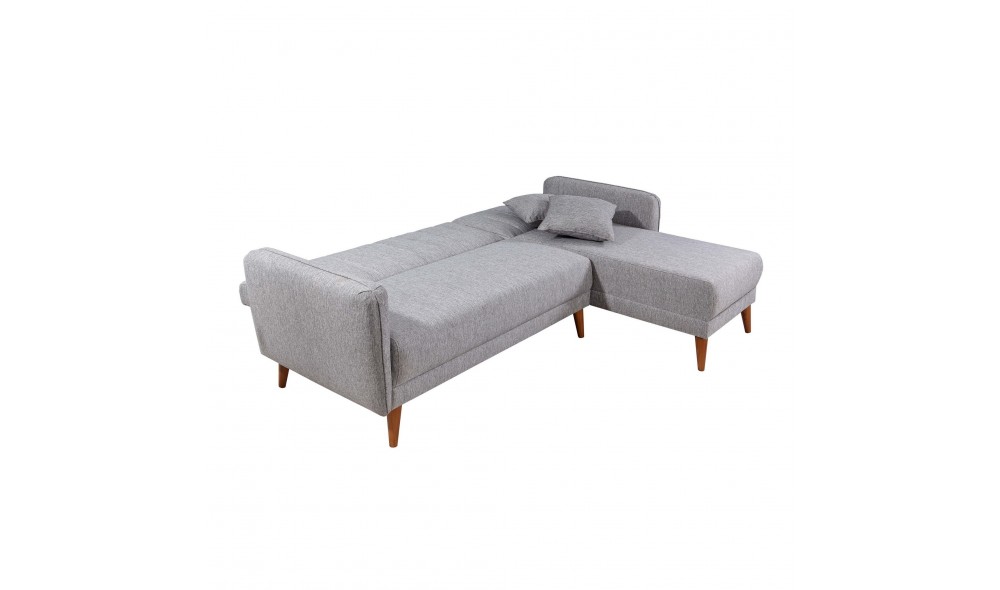 Canapea extensibila de colt, Colt Aqua Dreapta - Gri, 225 x 85 x 150 cm