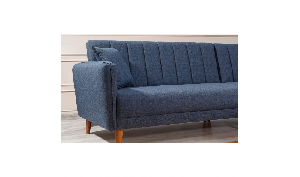 Canapea extensibila de colt, Aqua Corner dreapta - Albastru inchis, 225 x 85 x 150 cm