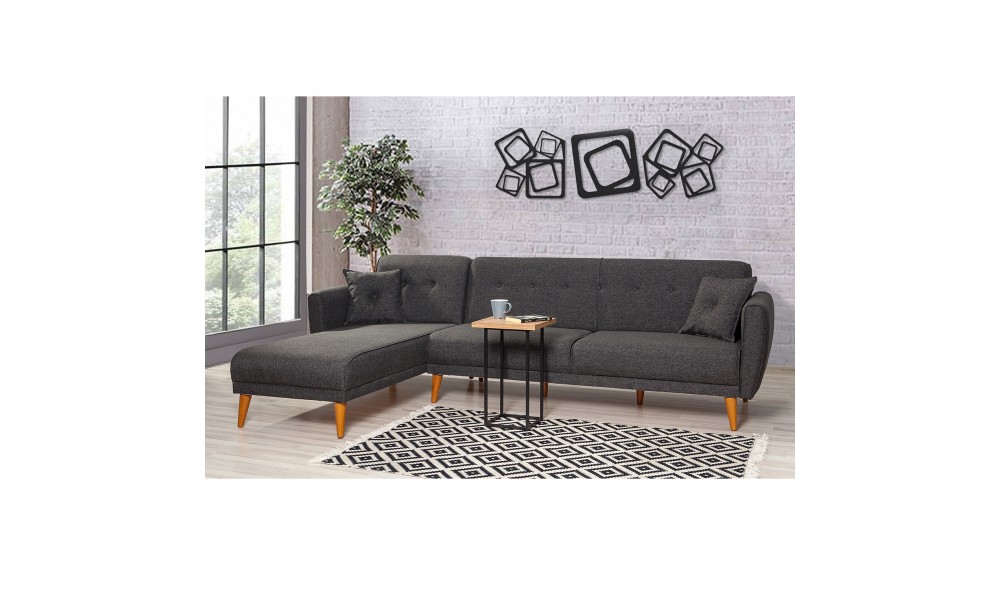 Canapea extensibila de colt, Aria Corner - Antracit, 277 x 86 x 175 cm