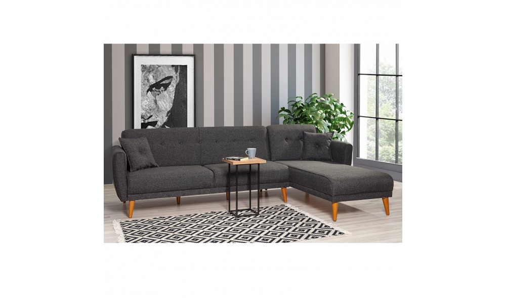 Canapea extensibila de colt, Aria Corner - Antracit, 277 x 86 x 175 cm