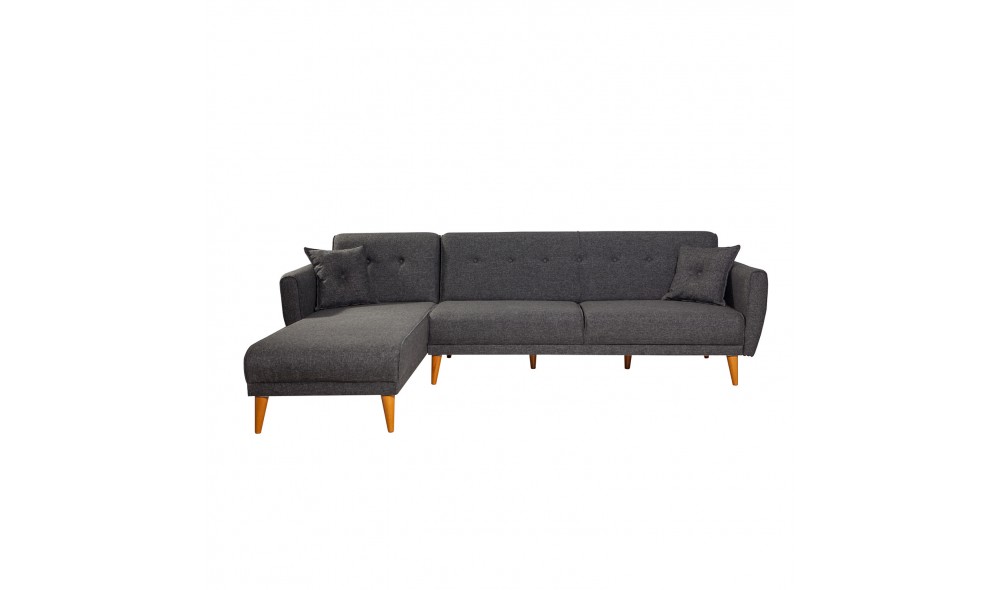 Canapea extensibila de colt, Aria Corner - Antracit, 277 x 86 x 175 cm