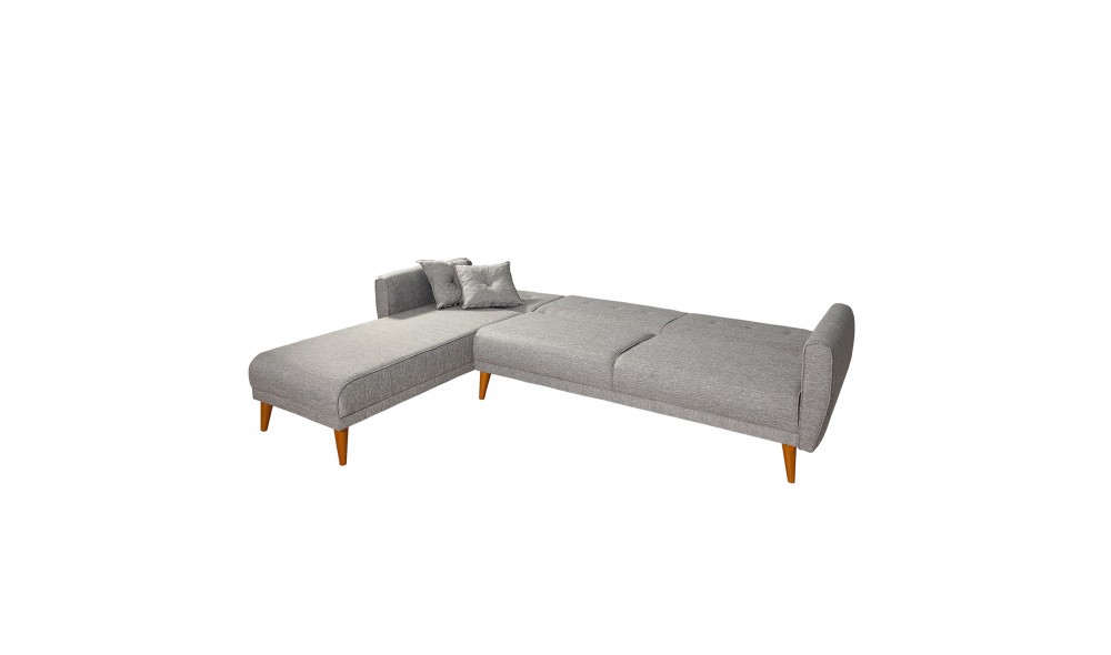 Canapea extensibila de colt, Aria Corner - Gri, 277 x 86 x 175 cm