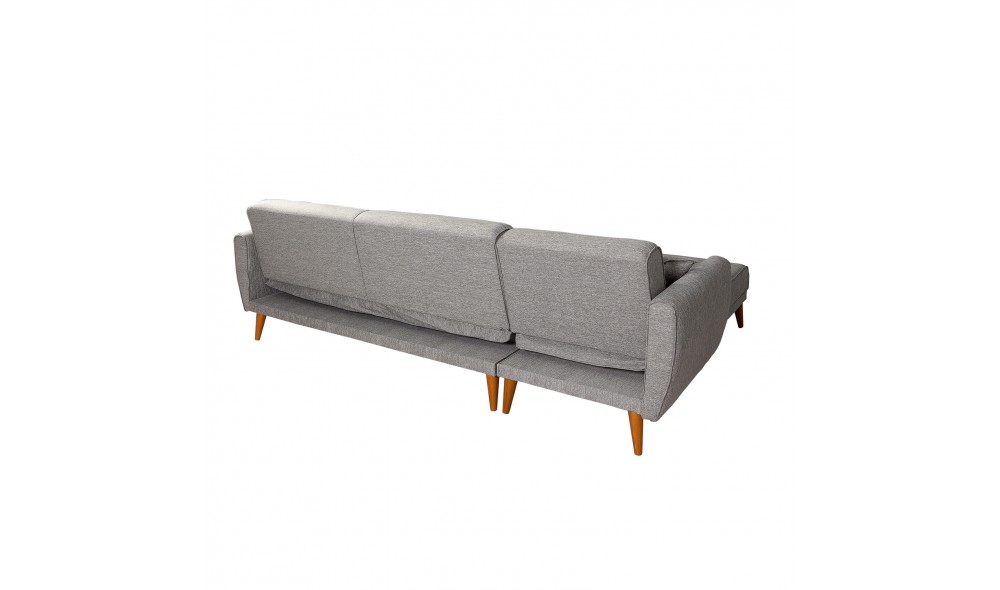 Canapea extensibila de colt, Aria Corner - Gri, 277 x 86 x 175 cm