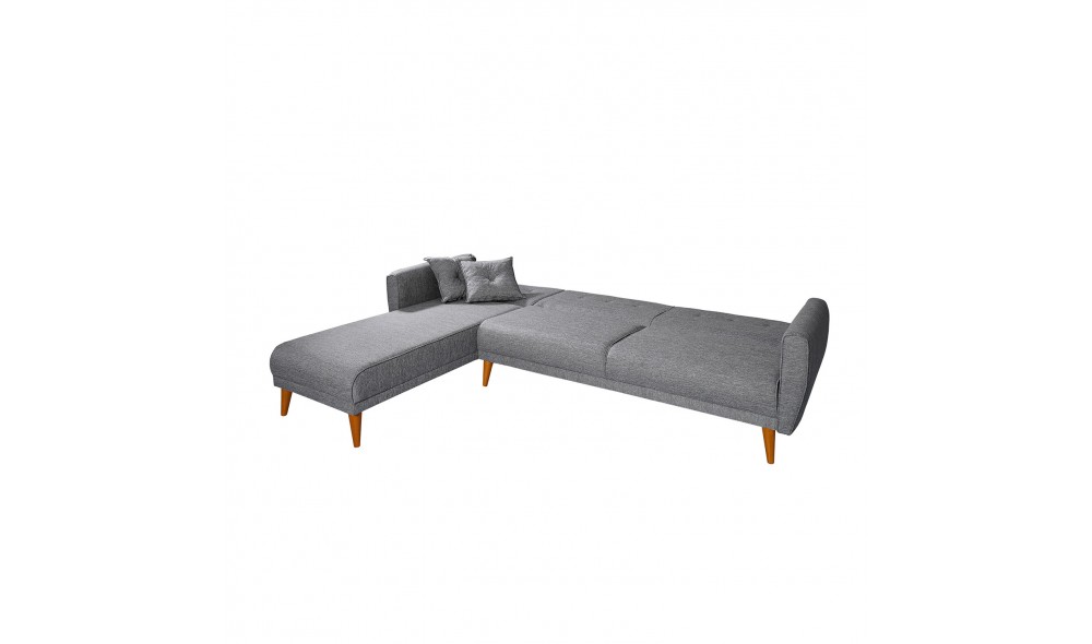 Canapea extensibila de colt, Aria Corner - Gri inchis, 277 x 86 x 175 cm