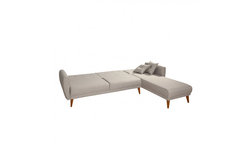 Canapea extensibila de colt, Aria Corner - Crema, 277 x 86 x 175 cm