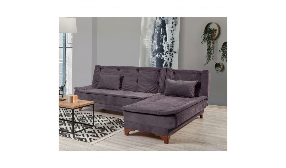 Canapea extensibila de colt, Kelebek Colt dreapta - Antracit, 225 x 86 x 160 cm