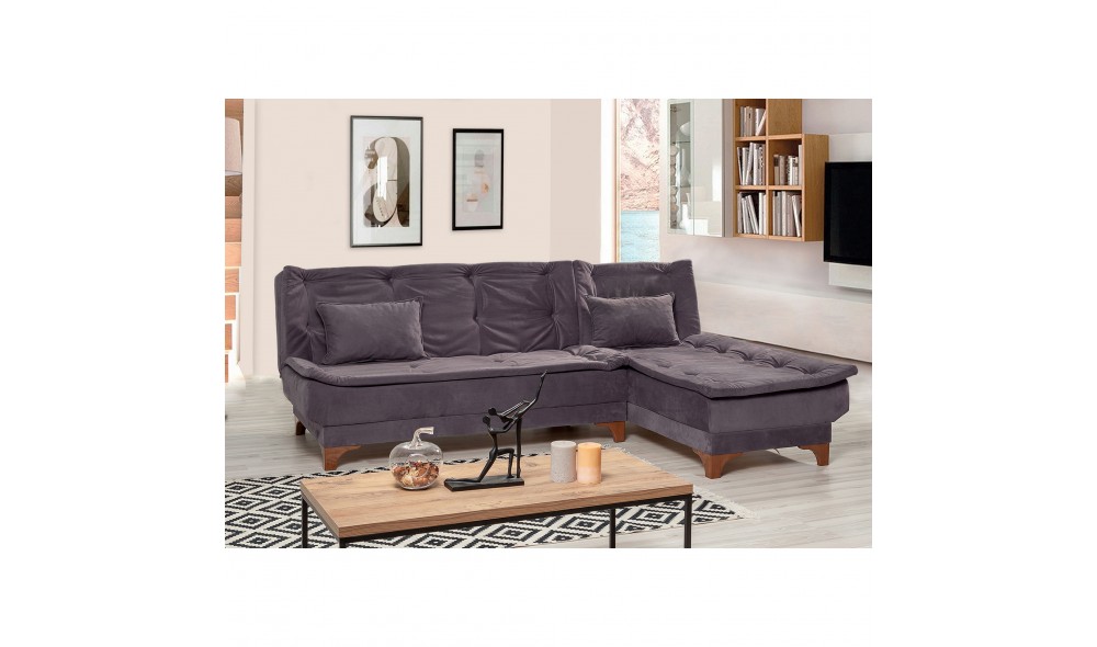 Canapea extensibila de colt, Kelebek Colt dreapta - Antracit, 225 x 86 x 160 cm