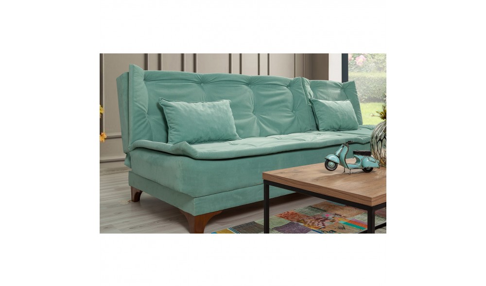 Canapea extensibila de colt, Kelebek Colt dreapta - Sea Green, 225 x 86 x 160 cm