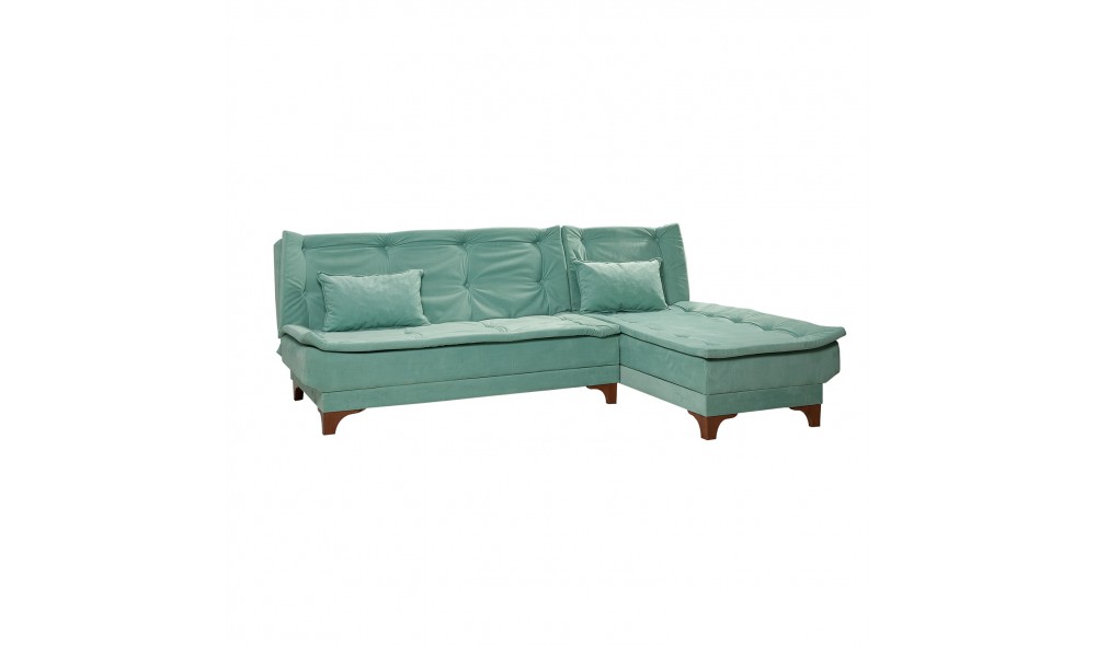 Canapea extensibila de colt, Kelebek Colt dreapta - Sea Green, 225 x 86 x 160 cm